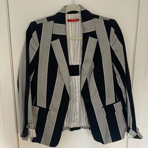 Alice + Olivia size small gray and black vertical striped blazer